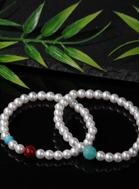 新中式6mm贝珠紫金朱砂手链手串