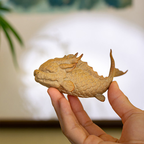 景德镇陶瓷龙鱼茶宠摆件精品可养茶桌鱼缸造景山海经文创麒麟貔貅 - 图1