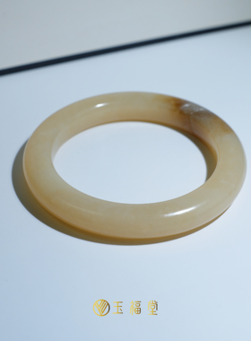 新疆和田玉且末满浅塘 | 蜂蜜糖 | 黄粉糖泥鳅背玉镯59mm一口糖