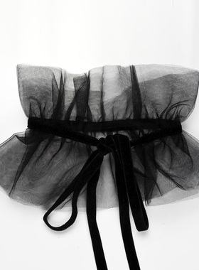 GLee rainbow黑色丝绒网纱choker系带项圈