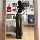 Gagaopt ແອວສູງ bootcut pants ບາດເຈັບ