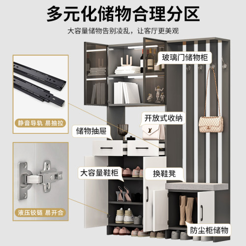 实木入户玄关柜屏风隔断客厅酒柜现代简约门厅鞋柜轻奢靠墙收纳柜 - 图3