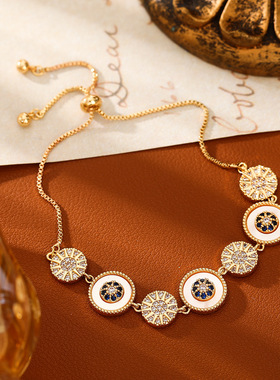 贝壳可抽拉调节手链八芒星锆石项链轻奢高级感时尚气质贝母饰品女