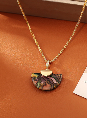 扇形鲍鱼贝壳项链锁骨链轻奢高级感锁骨链甜酷风耳钩耳坠耳环饰品