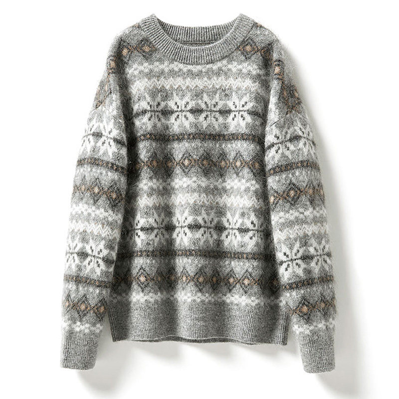 WZT04245 意大利马海毛羊毛提花针织圆领套衫,淘宝优惠券,粉丝福利购,淘宝优惠卷