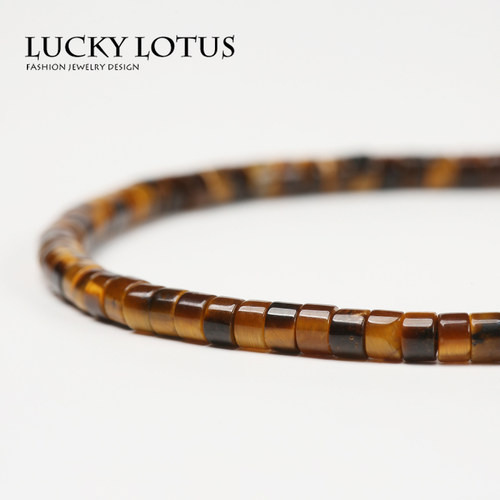 LUCKYLOTUS珠宝首饰天然虎眼石手链桶珠虎晴石木变石男女手串包邮 - 图1