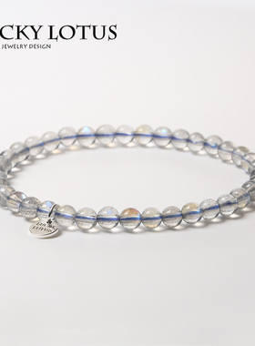 luckylotus极细蓝彩光灰月光石