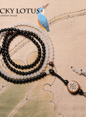 磨砂黑玛瑙编织禅意佛珠串定制