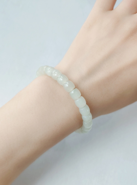 直切老型和田青白玉女手链礼物