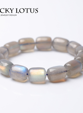 天然水晶灰月光桶珠单圈手链包邮