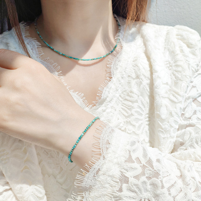 Sugar cube natural Hubei turquoise women's bracelet necklace