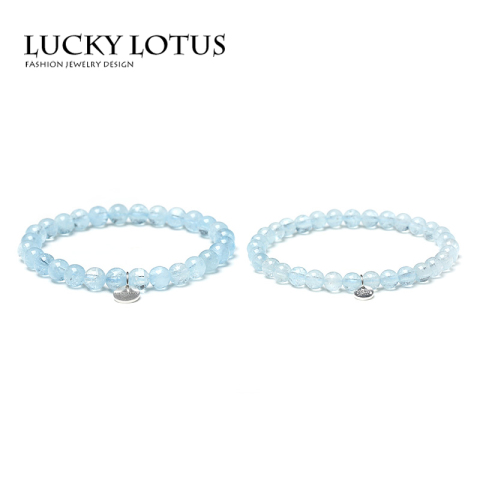 LUCKYLOTUS珠宝首饰巴西海蓝宝男女情侣手链自信净化转运增近沟通