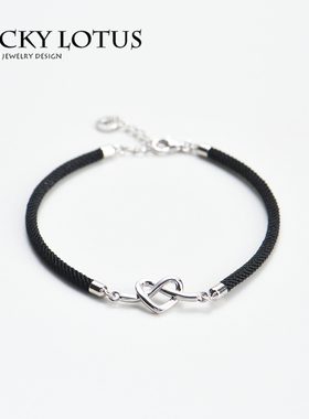 红绳心形手链本命年情侣925银