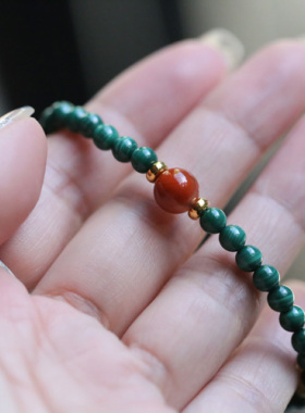 越南枝丨天然优质孔雀石南红古风手串 二款选