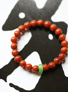 柿子红川料火焰纹南红玛瑙算盘珠