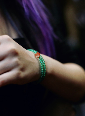 池上丨甜绿玉髓樱桃红手串