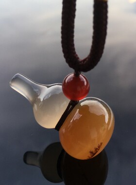 天然冰透无烧玛瑙葫芦吊坠男女