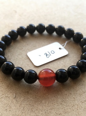 天然橙红色玛瑙点睛手串民族风