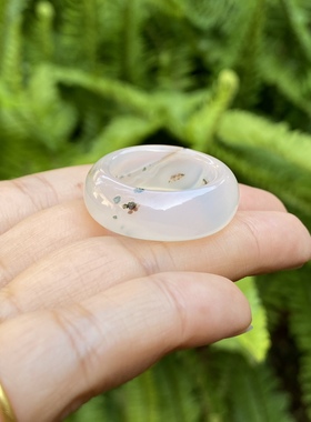 天然玉髓红水草玛瑙戒指女款宽版