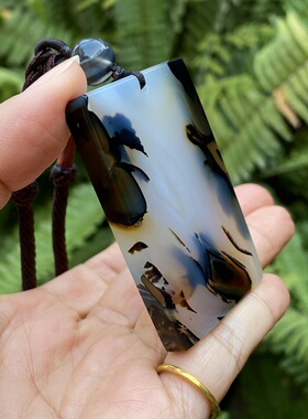 原矿无烧海洋玉髓景石无事牌吊坠