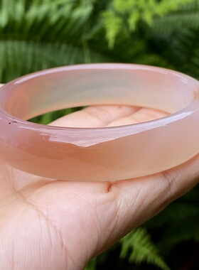 天然皮粉玉髓玛瑙手镯甜美风少女