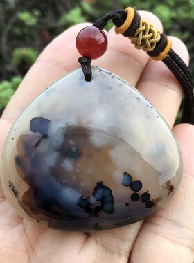 天然海洋玉髓水墨俏色复古毛衣链