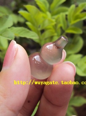 天然高冰灰紫玉髓小葫芦儿童吊坠