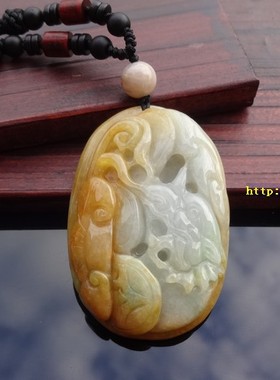 缅甸翡翠如意龙头挂件百搭吊坠男