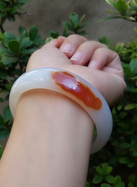 复古天然俏色红玛瑙加厚手镯女款