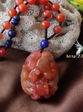 四川料招财金蟾南红玛瑙吊坠项链
