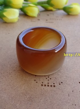 天然无烧蜜糖红玛瑙扳指男款戒指