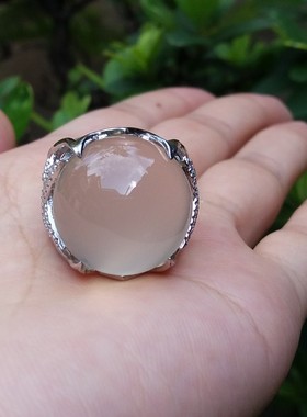 925银镶嵌玉髓大头戒指环欧美风