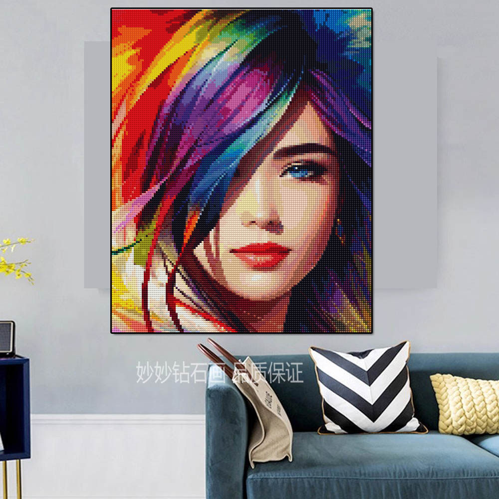 高颜值美女人满钻石画年轻人手工5DIY成人砖石十字绣理发店装饰画,淘宝优惠券,粉丝福利购,淘宝优惠卷