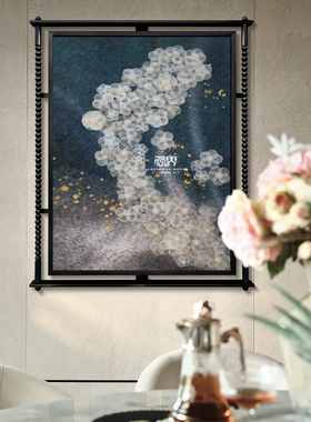 客厅轻奢沙发背景画LED不锈钢灯光定制贝母片实物立体装置挂画