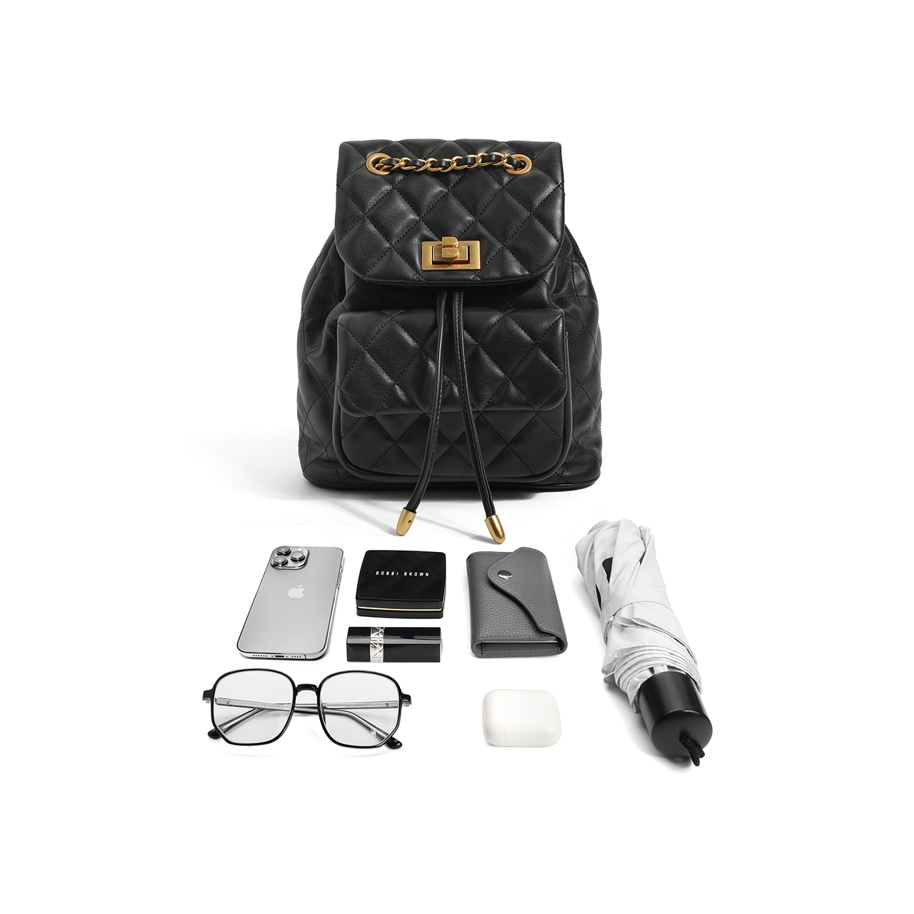 百丽2022新款链条小香风女士双肩包 BELLE百丽箱包女士包袋