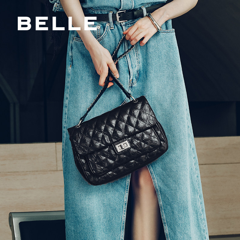 百丽包包女新款黑色质感通勤小香风链条单肩腋下包斜挎包BL768DX4,淘宝优惠券,粉丝福利购,淘宝优惠卷