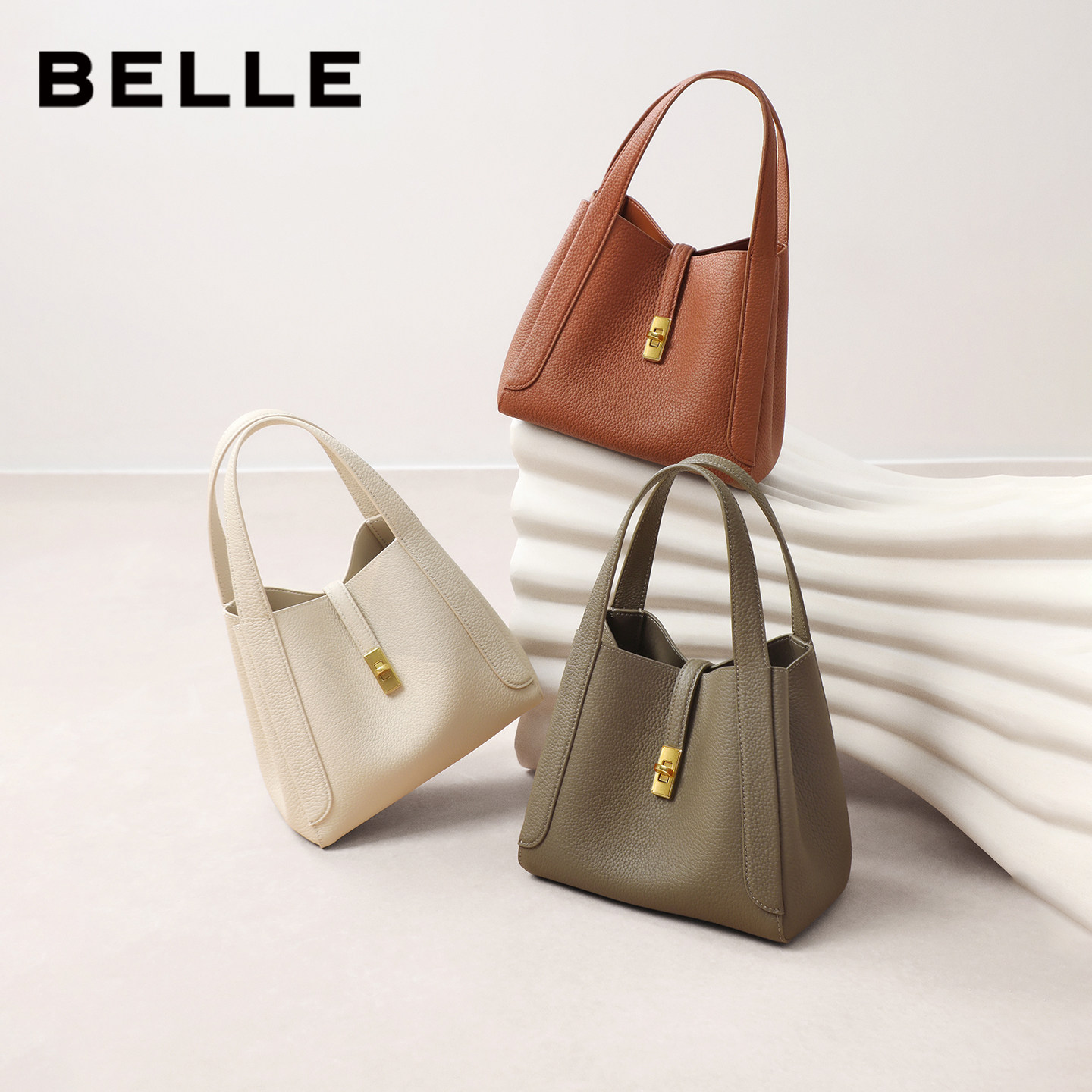 【马年系列】百丽女包通勤菜篮子新年红色婚包真皮手提包BL878AX6,淘宝优惠券,粉丝福利购,淘宝优惠卷