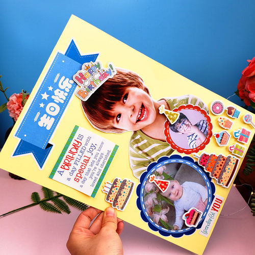 生日蛋糕贴画 立体生日快乐贴纸  礼物小贴画birthday stickers - 图0