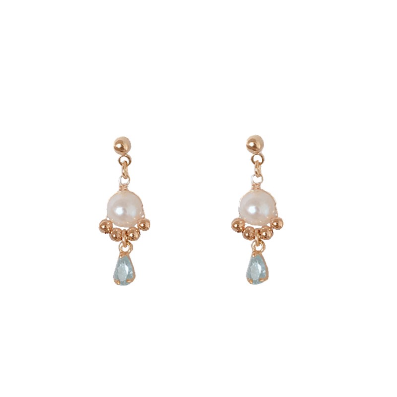 馨米娅原创设计珍珠与海耳环冰雕水滴绕线淡水珍珠14k包金耳坠女