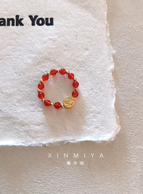 本命年龙年红玛瑙戒指