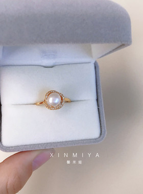 正品5A天然淡水珍珠戒指女2026新款时尚个性微镶食指环开口手饰品