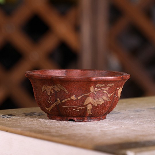 自在屋紫砂花盆微型P139#小莲花铁画轩复古中国风迷你可爱绿