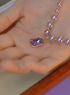 思慕琦水钻仿珍珠圆珠链女水滴