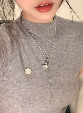 土星珍珠吊坠流苏毛衣链