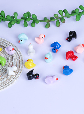 迷你小黄鸭微景观盆景瓶景多肉装饰品树脂小摆件混色小鸭园艺造景