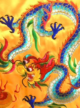 净明刺绣桌围龙虎图高档道坛绣品