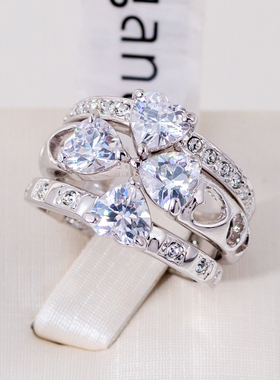 伊泰莲娜丽晶红苹果品牌系列花朵钻戒指女士奢华大宽面指环男JZ20