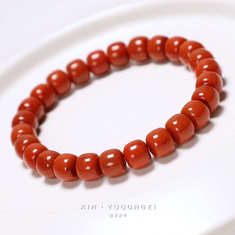 天然凉山南红手串九口满肉火焰纹冰飘原矿玛瑙老型手链文玩配饰,淘宝优惠券,粉丝福利购,淘宝优惠卷