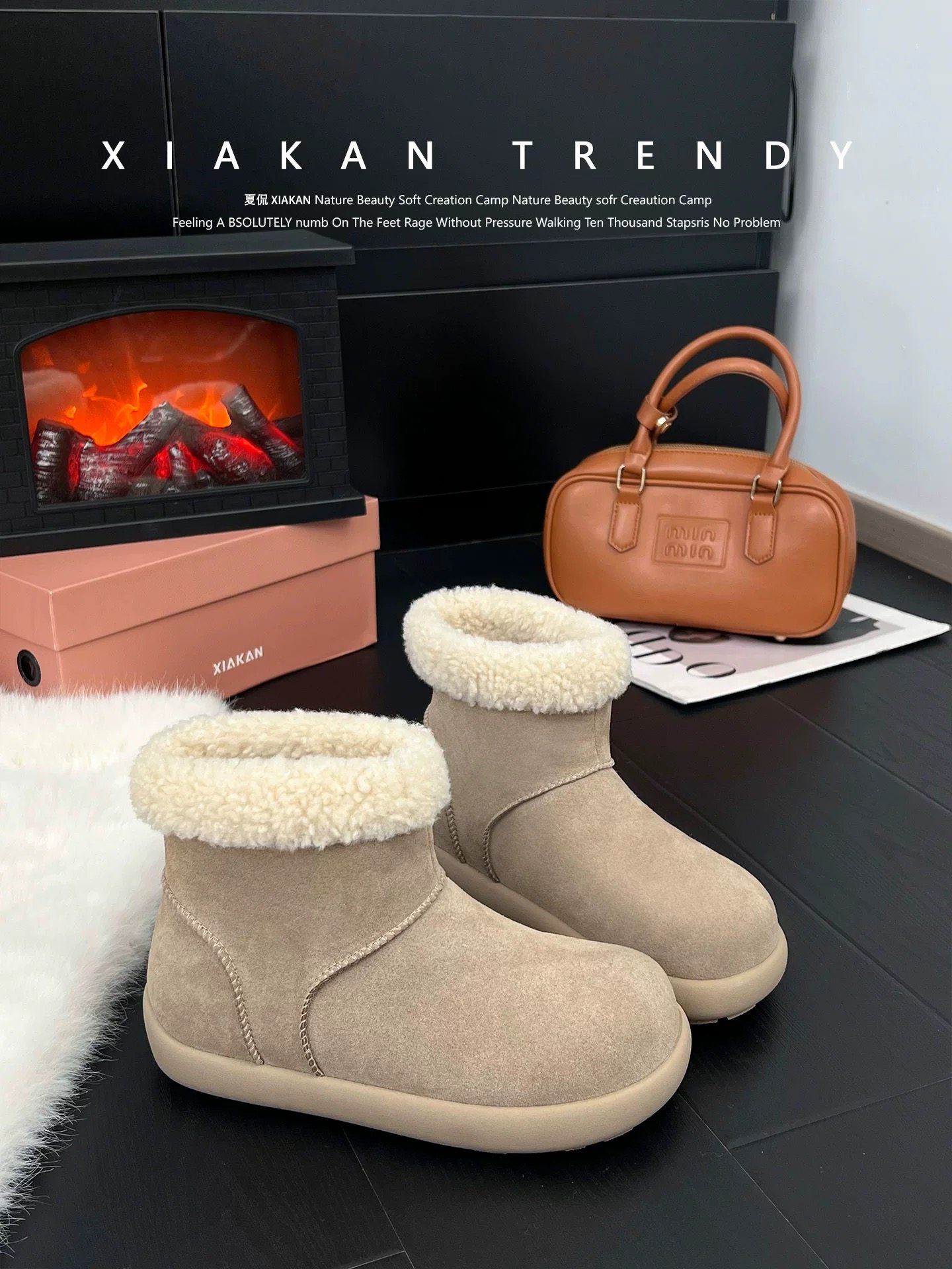 【Byby】内增高6cm牛皮加厚可爱短筒小土豆圆头雪地棉靴保暖防滑,淘宝优惠券,粉丝福利购,淘宝优惠卷