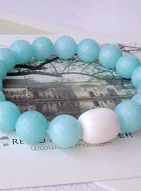 天然浅蓝色水晶手链浅蓝色